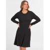 imageANRABESS Womens Long Sleeve Ribbed Knit Dresses 2025 Fall Casual Comfy Lounge Short Sweater Tunic Dress with Pockets ButtonsBlack