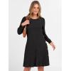 imageANRABESS Womens Long Sleeve Ribbed Knit Dresses 2025 Fall Casual Comfy Lounge Short Sweater Tunic Dress with Pockets ButtonsBlack