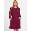 imageANRABESS Womens Long Sleeve Ribbed Knit Dresses 2025 Fall Casual Comfy Lounge Short Sweater Tunic Dress with Pockets ButtonsBurgundy