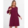 imageANRABESS Womens Long Sleeve Ribbed Knit Dresses 2025 Fall Casual Comfy Lounge Short Sweater Tunic Dress with Pockets ButtonsBurgundy