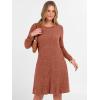 imageANRABESS Womens Long Sleeve Ribbed Knit Dresses 2025 Fall Casual Comfy Lounge Short Sweater Tunic Dress with Pockets ButtonsBurnt Orange