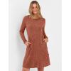 imageANRABESS Womens Long Sleeve Ribbed Knit Dresses 2025 Fall Casual Comfy Lounge Short Sweater Tunic Dress with Pockets ButtonsBurnt Orange