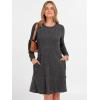 imageANRABESS Womens Long Sleeve Ribbed Knit Dresses 2025 Fall Casual Comfy Lounge Short Sweater Tunic Dress with Pockets ButtonsDark Grey