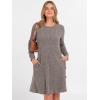 imageANRABESS Womens Long Sleeve Ribbed Knit Dresses 2025 Fall Casual Comfy Lounge Short Sweater Tunic Dress with Pockets ButtonsDeep Coffee