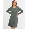 imageANRABESS Womens Long Sleeve Ribbed Knit Dresses 2025 Fall Casual Comfy Lounge Short Sweater Tunic Dress with Pockets ButtonsGreen Grey
