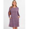 imageANRABESS Womens Long Sleeve Ribbed Knit Dresses 2025 Fall Casual Comfy Lounge Short Sweater Tunic Dress with Pockets ButtonsPurple Mauve