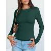 imageANRABESS Womens Long Sleeve Shirts Seamed Cup Crewneck Rib Knit Slim Tight Basic Top 2025 Fall Dressy Casual Corset TShirtsDeep Green