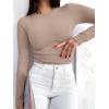 imageANRABESS Womens Long Sleeve Shirts Seamed Cup Crewneck Rib Knit Slim Tight Basic Top 2025 Fall Dressy Casual Corset TShirtsLight Camel