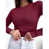 imageANRABESS Womens Long Sleeve Shirts Seamed Cup Crewneck Rib Knit Slim Tight Basic Top 2025 Fall Dressy Casual Corset TShirtsWine Red