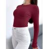 imageANRABESS Womens Long Sleeve Shirts Seamed Cup Crewneck Rib Knit Slim Tight Basic Top 2025 Fall Dressy Casual Corset TShirtsWine Red
