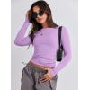 imageANRABESS Womens Long Sleeve Shirts Tight Fitted Going Out Crop Tops Crewneck Basic Tee Y2k Outfits Teens Girls ClothesBright Purple