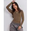 imageANRABESS Womens Long Sleeve Shirts Tight Fitted Going Out Crop Tops Crewneck Basic Tee Y2k Outfits Teens Girls ClothesBrown