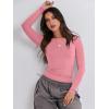 imageANRABESS Womens Long Sleeve Shirts Tight Fitted Going Out Crop Tops Crewneck Basic Tee Y2k Outfits Teens Girls ClothesDark Pink