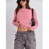 imageANRABESS Womens Long Sleeve Shirts Tight Fitted Going Out Crop Tops Crewneck Basic Tee Y2k Outfits Teens Girls ClothesDark Pink