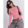 imageANRABESS Womens Long Sleeve Shirts Tight Fitted Going Out Crop Tops Crewneck Basic Tee Y2k Outfits Teens Girls ClothesDark Pink