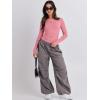 imageANRABESS Womens Long Sleeve Shirts Tight Fitted Going Out Crop Tops Crewneck Basic Tee Y2k Outfits Teens Girls ClothesDark Pink