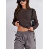 imageANRABESS Womens Long Sleeve Shirts Tight Fitted Going Out Crop Tops Crewneck Basic Tee Y2k Outfits Teens Girls ClothesDeep Brown