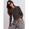 imageANRABESS Womens Long Sleeve Shirts Tight Fitted Going Out Crop Tops Crewneck Basic Tee Y2k Outfits Teens Girls ClothesDeep Brown