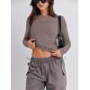 imageANRABESS Womens Long Sleeve Shirts Tight Fitted Going Out Crop Tops Crewneck Basic Tee Y2k Outfits Teens Girls ClothesGrey Khaki
