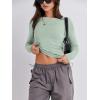 imageANRABESS Womens Long Sleeve Shirts Tight Fitted Going Out Crop Tops Crewneck Basic Tee Y2k Outfits Teens Girls ClothesLight Green