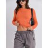 imageANRABESS Womens Long Sleeve Shirts Tight Fitted Going Out Crop Tops Crewneck Basic Tee Y2k Outfits Teens Girls ClothesOrange