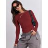 imageANRABESS Womens Long Sleeve Shirts Tight Fitted Going Out Crop Tops Crewneck Basic Tee Y2k Outfits Teens Girls ClothesRed