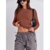 imageANRABESS Womens Long Sleeve Shirts Tight Fitted Going Out Crop Tops Crewneck Basic Tee Y2k Outfits Teens Girls ClothesReddish Brown