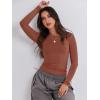 imageANRABESS Womens Long Sleeve Shirts Tight Fitted Going Out Crop Tops Crewneck Basic Tee Y2k Outfits Teens Girls ClothesReddish Brown
