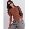 imageANRABESS Womens Long Sleeve Shirts Tight Fitted Going Out Crop Tops Crewneck Basic Tee Y2k Outfits Teens Girls ClothesReddish Brown