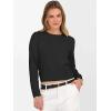 imageANRABESS Womens Long Sleeve Sweaters Cropped Crew Neck Business Casual Light Weight Sweater Tops Fall Fashion Clothes 2025Black