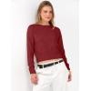 imageANRABESS Womens Long Sleeve Sweaters Cropped Crew Neck Business Casual Light Weight Sweater Tops Fall Fashion Clothes 2025Brick Red