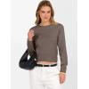 imageANRABESS Womens Long Sleeve Sweaters Cropped Crew Neck Business Casual Light Weight Sweater Tops Fall Fashion Clothes 2025Coffee