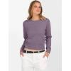 imageANRABESS Womens Long Sleeve Sweaters Cropped Crew Neck Business Casual Light Weight Sweater Tops Fall Fashion Clothes 2025Deep Purple