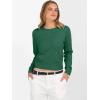 imageANRABESS Womens Long Sleeve Sweaters Cropped Crew Neck Business Casual Light Weight Sweater Tops Fall Fashion Clothes 2025Forest Deep Green