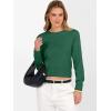 imageANRABESS Womens Long Sleeve Sweaters Cropped Crew Neck Business Casual Light Weight Sweater Tops Fall Fashion Clothes 2025Forest Deep Green