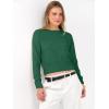 imageANRABESS Womens Long Sleeve Sweaters Cropped Crew Neck Business Casual Light Weight Sweater Tops Fall Fashion Clothes 2025Forest Deep Green