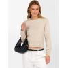 imageANRABESS Womens Long Sleeve Sweaters Cropped Crew Neck Business Casual Light Weight Sweater Tops Fall Fashion Clothes 2025Light Almond