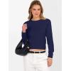 imageANRABESS Womens Long Sleeve Sweaters Cropped Crew Neck Business Casual Light Weight Sweater Tops Fall Fashion Clothes 2025Navy Blue