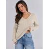 imageANRABESS Womens Long Sleeve V Neck Cable Knit Sweater Jumper 2025 Fall Pullover Top Cute Soft Ladies Dressy Casual OutfitsApricot