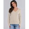 imageANRABESS Womens Long Sleeve V Neck Cable Knit Sweater Jumper 2025 Fall Pullover Top Cute Soft Ladies Dressy Casual OutfitsApricot