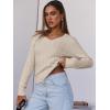 imageANRABESS Womens Long Sleeve V Neck Cable Knit Sweater Jumper 2025 Fall Pullover Top Cute Soft Ladies Dressy Casual OutfitsApricot