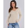 imageANRABESS Womens Long Sleeve V Neck Cable Knit Sweater Jumper 2025 Fall Pullover Top Cute Soft Ladies Dressy Casual OutfitsApricot