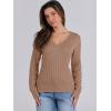 imageANRABESS Womens Long Sleeve V Neck Cable Knit Sweater Jumper 2025 Fall Pullover Top Cute Soft Ladies Dressy Casual OutfitsKhaki Tan
