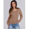 imageANRABESS Womens Long Sleeve V Neck Cable Knit Sweater Jumper 2025 Fall Pullover Top Cute Soft Ladies Dressy Casual OutfitsKhaki Tan