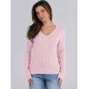 imageANRABESS Womens Long Sleeve V Neck Cable Knit Sweater Jumper 2025 Fall Pullover Top Cute Soft Ladies Dressy Casual OutfitsPink