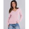 imageANRABESS Womens Long Sleeve V Neck Cable Knit Sweater Jumper 2025 Fall Pullover Top Cute Soft Ladies Dressy Casual OutfitsPink