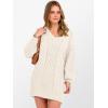 imageANRABESS Womens Long Sleeve V Neck Oversized Cable Knit Mini Sweater Dresses 2025 Fall Trendy Baggy Pullover Tunic OutfitsBeige