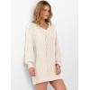 imageANRABESS Womens Long Sleeve V Neck Oversized Cable Knit Mini Sweater Dresses 2025 Fall Trendy Baggy Pullover Tunic OutfitsBeige