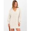 imageANRABESS Womens Long Sleeve V Neck Oversized Cable Knit Mini Sweater Dresses 2025 Fall Trendy Baggy Pullover Tunic OutfitsBeige