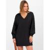 imageANRABESS Womens Long Sleeve V Neck Oversized Cable Knit Mini Sweater Dresses 2025 Fall Trendy Baggy Pullover Tunic OutfitsBlack